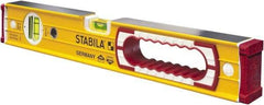 Stabila - 16" Long 2 Vial Box Beam Level - Aluminum, Yellow, 1 Plumb & 1 Level Vial - Americas Tooling