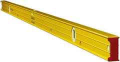 Stabila - Magnetic 72" Long 3 Vial Box Beam Level - Aluminum, Yellow, 2 Plumb & 1 Level Vials - Americas Tooling