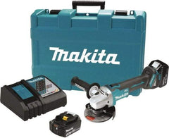 Makita - 4-1/2" Wheel Diam, 8,500 RPM, Cordless Cutoff & Cutoff-Grinder Tool - Straight Handle, Battery Included - Americas Tooling