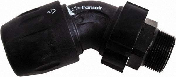 Transair - 1-1/2" ID, 40mm OD, 45° Male Elbow - Plastic, 232 Max psi, 2 Male NPT - Americas Tooling