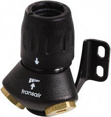 Transair - 1/2" ID, 16.5mm OD, 45° Two Port Wall Bracket - Plastic, 232 Max psi, 1/2 & 1/4 Female NPT, 3-5/16" Long - Americas Tooling