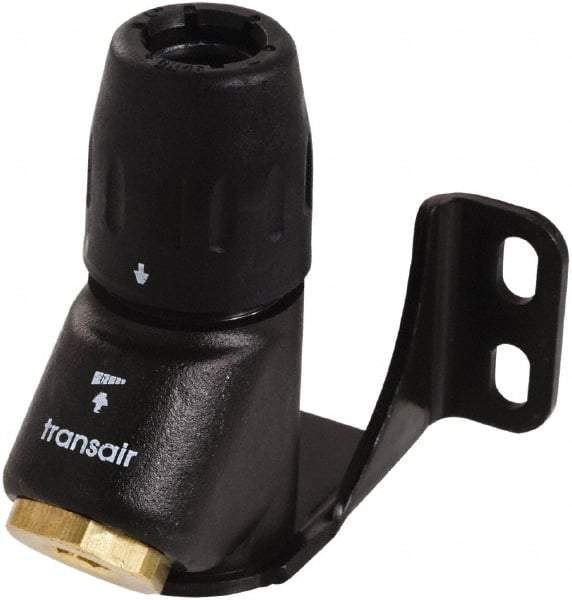 Transair - 1/2" ID, 16.5mm OD, 45° One Port Wall Bracket - Plastic, 232 Max psi, 1/2 & 1/4 Female NPT, 3-5/16" Long - Americas Tooling