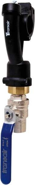 Transair - 7/8" ID, 25mm OD, Wall Bracket with Ball Valve - Plastic, 232 Max psi, 1/2 Female NPT, 10-1/6" Long - Americas Tooling