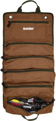 Bucket Boss - 6 Pocket Brown & Green Canvas Tool Roll - 4-1/2" Wide x 4-1/2" Deep x 26" High - Americas Tooling