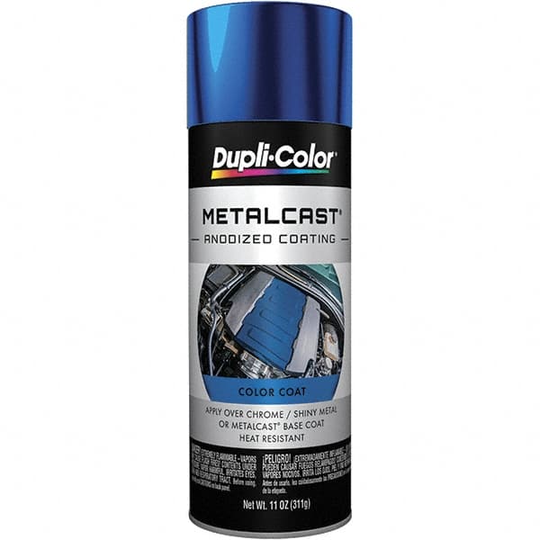 Dupli-Color - 11 oz Blue Anodized Automotive Heat Resistant Paint - Metallic Finish, 500°F Max Temp, Comes in Aerosol Can - Americas Tooling