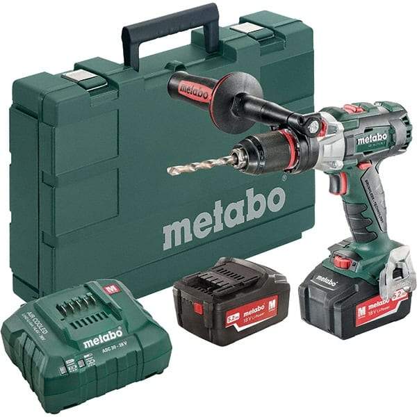 Metabo - 18 Volt 1/16 to 1/2" Keyless Chuck Cordless Hammer Drill - 32300 BPM, 500 to 1,850 RPM, Reversible, Pistol Grip Handle - Americas Tooling