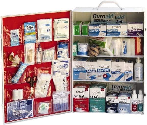 Medique - 1,145 Piece, 200 Person, Industrial First Aid Kit - 15" Wide x 5-1/2" Deep x 22" High, Metal Cabinet - Americas Tooling