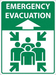 NMC - "Emergency Evacuation", 24" Long x 18" Wide, Sportwalk Safety Sign - Rectangle, 0.005" Thick, Use for Workplace/Safety - Americas Tooling