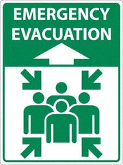 NMC - "Emergency Evacuation", 24" Long x 18" Wide, Asphalt Art Safety Sign - Rectangle, 0.005" Thick, Use for Workplace/Safety - Americas Tooling