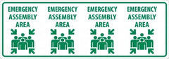 NMC - "Emergency Assembly Area", 12" Long x 34" Wide, Sportwalk Safety Sign - Rectangle, 0.005" Thick, Use for Workplace/Safety - Americas Tooling