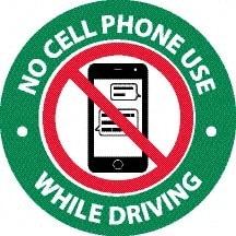 NMC - "No Cell Phone Use", 3" Long x 3" Wide, Pressure-Sensitive Vinyl Safety Sign - Round, 0.0045" Thick, Use for Accident Prevention, Pack of 25 - Americas Tooling