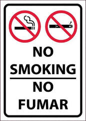 NMC - "No Smoking - No Fumar", 10" Long x 14" Wide, Pressure-Sensitive Vinyl Safety Sign - Rectangular, 0.0045" Thick, Use for Smoking Regulations - Americas Tooling