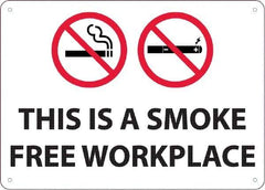 NMC - "This Is a Smoke Free Workplace", 10" Long x 14" Wide, Rigid Plastic Safety Sign - Rectangular, 0.05" Thick, Use for Smoking Regulations - Americas Tooling