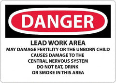 NMC - "Danger - Lead Work Area May Damage Fertility Or The Unborn Child", 10" Long x 14" Wide, Rigid Plastic Safety Sign - Rectangle, 0.05" Thick, Use for Hazardous Materials - Americas Tooling