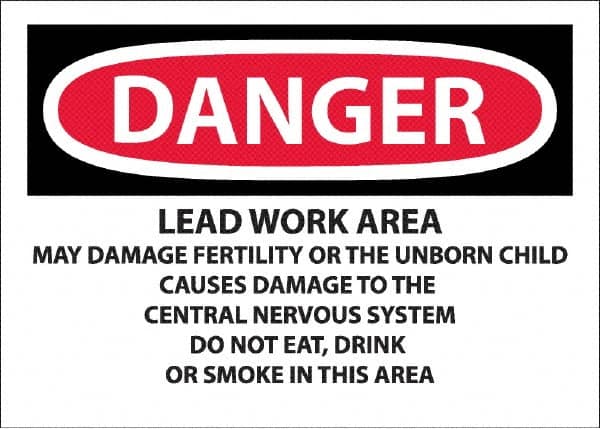 NMC - "Danger - Lead Work Area May Damage Fertility Or The Unborn Child", 10" Long x 14" Wide, Pressure-Sensitive Vinyl Safety Sign - Rectangle, 0.0045" Thick, Use for Hazardous Materials - Americas Tooling