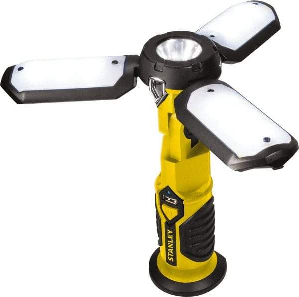 Stanley - Yellow/Black Portable Work Light - 300 Lumens, Rechargeable Battery, 18 LED Lamp - Americas Tooling