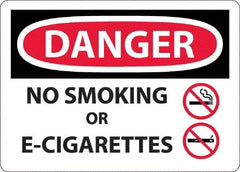 NMC - "Danger - No Smoking or E-Cigarettes", 10" Long x 14" Wide, Aluminum Safety Sign - Rectangle, 0.04" Thick, Use for Smoking Regulations - Americas Tooling