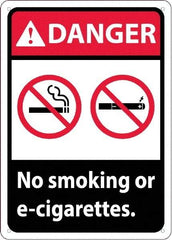 NMC - "Danger - No Smoking or E-Cigarettes", 10" Long x 14" Wide, Rigid Plastic Safety Sign - Rectangle, Use for Smoking Regulations - Americas Tooling