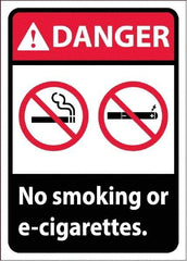 NMC - "Danger - No Smoking or E-Cigarettes", 10" Long x 14" Wide, Pressure-Sensitive Vinyl Safety Sign - Rectangle, Use for Smoking Regulations - Americas Tooling