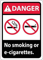 NMC - "Danger - No Smoking or E-Cigarettes", 10" Long x 14" Wide, Aluminum Safety Sign - Rectangle, 0.04" Thick, Use for Smoking Regulations - Americas Tooling