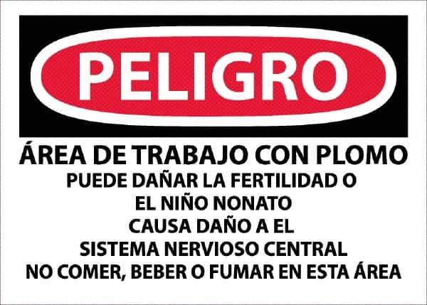 NMC - "Peligro - Area De Trabajo Con Plomo", 10" Long x 14" Wide, Paper Safety Sign - Rectangle, Use for Hazardous Materials - Americas Tooling