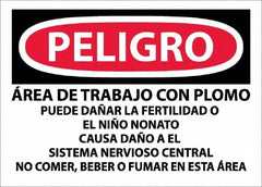 NMC - "Peligro - Area De Trabajo Con Plomo", 10" Long x 14" Wide, Paper Safety Sign - Rectangle, Use for Hazardous Materials - Americas Tooling