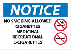 NMC - "No Smoking Allowed, Cigarettes, Medicinal,Recreational,E-Cigs", 10" Long x 14" Wide, Pressure-Sensitive Vinyl Safety Sign - Rectangle, 0.045" Thick, Use for Smoking Regulations - Americas Tooling