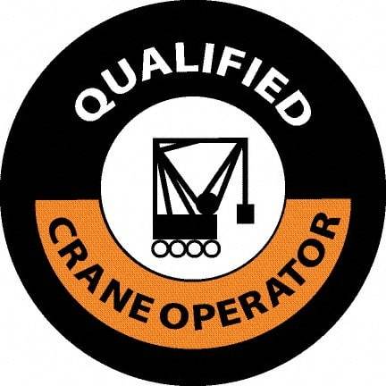 NMC - Qualified Crane Operator, Hard Hat Label - Black/Orange/White, 0.045" Thick, For Accident Prevention - Americas Tooling