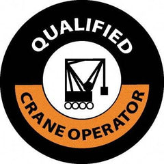 NMC - Qualified Crane Operator, Hard Hat Label - Black/Orange/White, 0.045" Thick, For Accident Prevention - Americas Tooling