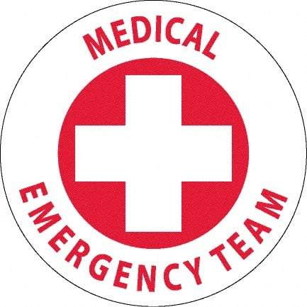 NMC - Medical Emergency Team, Hard Hat Label - Red on White, 0.045" Thick, For Accident Prevention - Americas Tooling