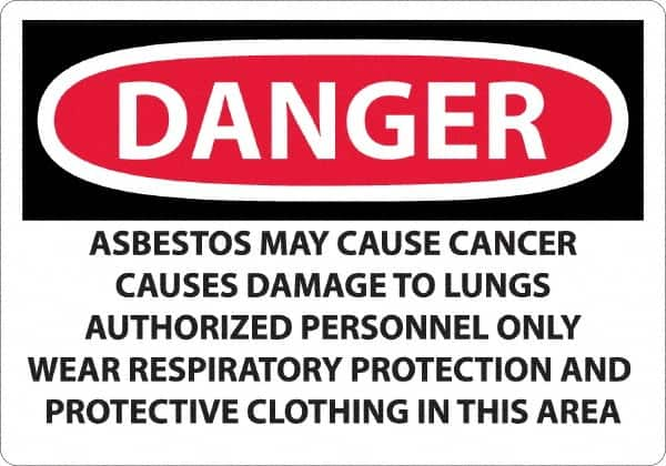 NMC - "Danger - Asbestos May Cause Cancer", 14" Long x 20" Wide, Rigid Plastic Safety Sign - Rectangular, 0.05" Thick, Use for Hazardous Materials - Americas Tooling