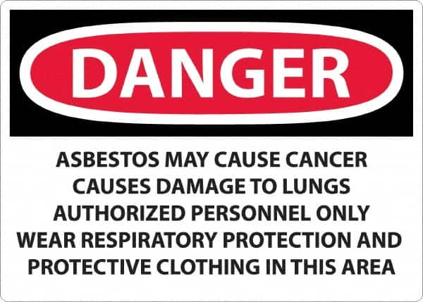 NMC - "Danger - Asbestos May Cause Cancer", 20" Long x 28" Wide, Aluminum Safety Sign - Rectangular, 0.04" Thick, Use for Hazardous Materials - Americas Tooling