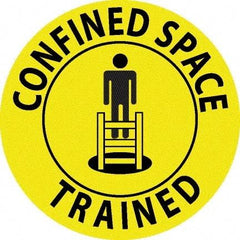 NMC - Confined Space Trained, Hard Hat Label - Black on Yellow, 0.045" Thick, For Accident Prevention - Americas Tooling