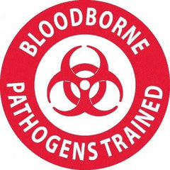 NMC - Bloodborne Pathogens Trained, Hard Hat Label - White on Red, 0.045" Thick, For Accident Prevention - Americas Tooling