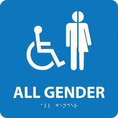 NMC - "All Gender", 8" Long x 8" Wide, Gravoply (Engraved) Safety Sign - Square, 0.25" Thick, Use for Restroom, Janitorial & Housekeeping - Americas Tooling