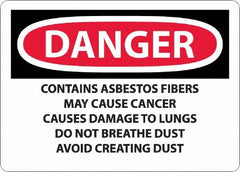 NMC - "Danger - Contains Asbestos Fibers", 10" Long x 14" Wide, Aluminum Safety Sign - Rectangular, 0.04" Thick, Use for Hazardous Materials - Americas Tooling