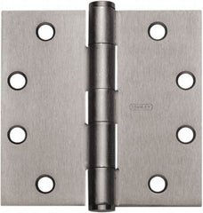 Stanley - 4-1/2" Long x 4-1/2" Wide Carbon Alloy Steel Full Mortise Hinge - Prime Coat Gray Finish, 5 Knuckles, 8 Holes - Americas Tooling