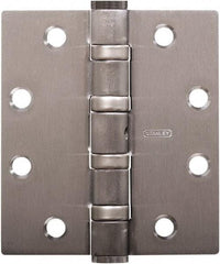 Stanley - 5" Long x 5" Wide Carbon Alloy Steel Full Mortise Hinge - Prime Coat Gray Finish, 5 Knuckles, 8 Holes - Americas Tooling