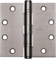 Stanley - 4" Long x 4" Wide Carbon Alloy Steel Full Mortise Hinge - Satin Chrome Plated Finish, 5 Knuckles, 8 Holes - Americas Tooling