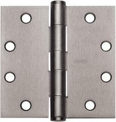 Stanley - 4" Long x 4" Wide 304 Stainless Steel Full Mortise Hinge - Satin Stainless Steel Finish, 5 Knuckles, 8 Holes - Americas Tooling