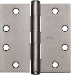 Stanley - 4" Long x 4" Wide Carbon Alloy Steel Full Mortise Hinge - Prime Coat Gray Finish, 5 Knuckles, 8 Holes - Americas Tooling