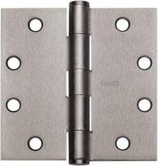 Stanley - 4-1/2" Long x 4" Wide Carbon Alloy Steel Full Mortise Hinge - Satin Chrome Plated Finish, 5 Knuckles, 8 Holes - Americas Tooling