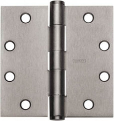 Stanley - 4-1/2" Long x 4" Wide 304 Stainless Steel Full Mortise Hinge - Satin Stainless Steel Finish, 5 Knuckles, 8 Holes - Americas Tooling