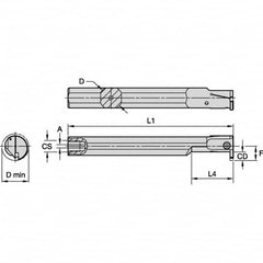 Kennametal - 5/8" Min Bore Diam, 125mm OAL, 1/2" Shank Diam, A-EVE Indexable Boring Bar - 1" Max Bore Depth, EG0200M02P02 Insert - Americas Tooling