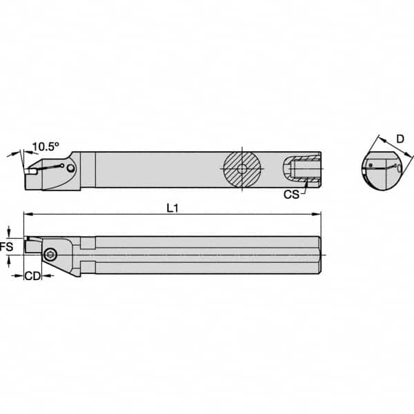 Kennametal - 26mm Min Bore Diam, 200mm OAL, 25mm Shank Diam, A-EVS-A Indexable Boring Bar - 12mm Max Bore Depth, EG0200M02P02 Insert - Americas Tooling