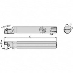 Kennametal - 26mm Min Bore Diam, 200mm OAL, 25mm Shank Diam, A-EVS-A Indexable Boring Bar - 12mm Max Bore Depth, EG0200M02P02 Insert - Americas Tooling