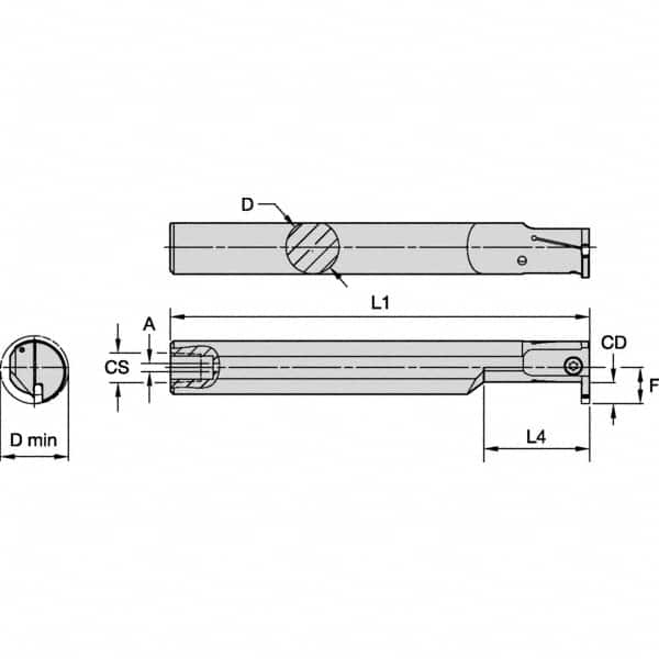 Kennametal - 16mm Min Bore Diam, 125mm OAL, 12mm Shank Diam, A-EVE Indexable Boring Bar - 24mm Max Bore Depth, EG0200M02P02 Insert - Americas Tooling