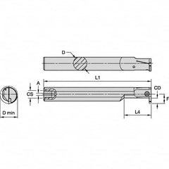 Kennametal - 16mm Min Bore Diam, 125mm OAL, 12mm Shank Diam, A-EVE Indexable Boring Bar - 24mm Max Bore Depth, EG0200M02P02 Insert - Americas Tooling