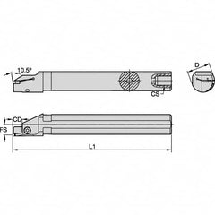 Kennametal - 33mm Min Bore Diam, 250mm OAL, 32mm Shank Diam, A-EVS-A Indexable Boring Bar - 12mm Max Bore Depth, EG0300M03P02 Insert - Americas Tooling