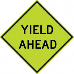 NMC - "Yield Ahead", 30" Wide x 30" High, Aluminum Stop & Yield Signs - 0.08" Thick, Black on Yellow, Diamond Grade Reflectivity, Diamond, Post Mount - Americas Tooling